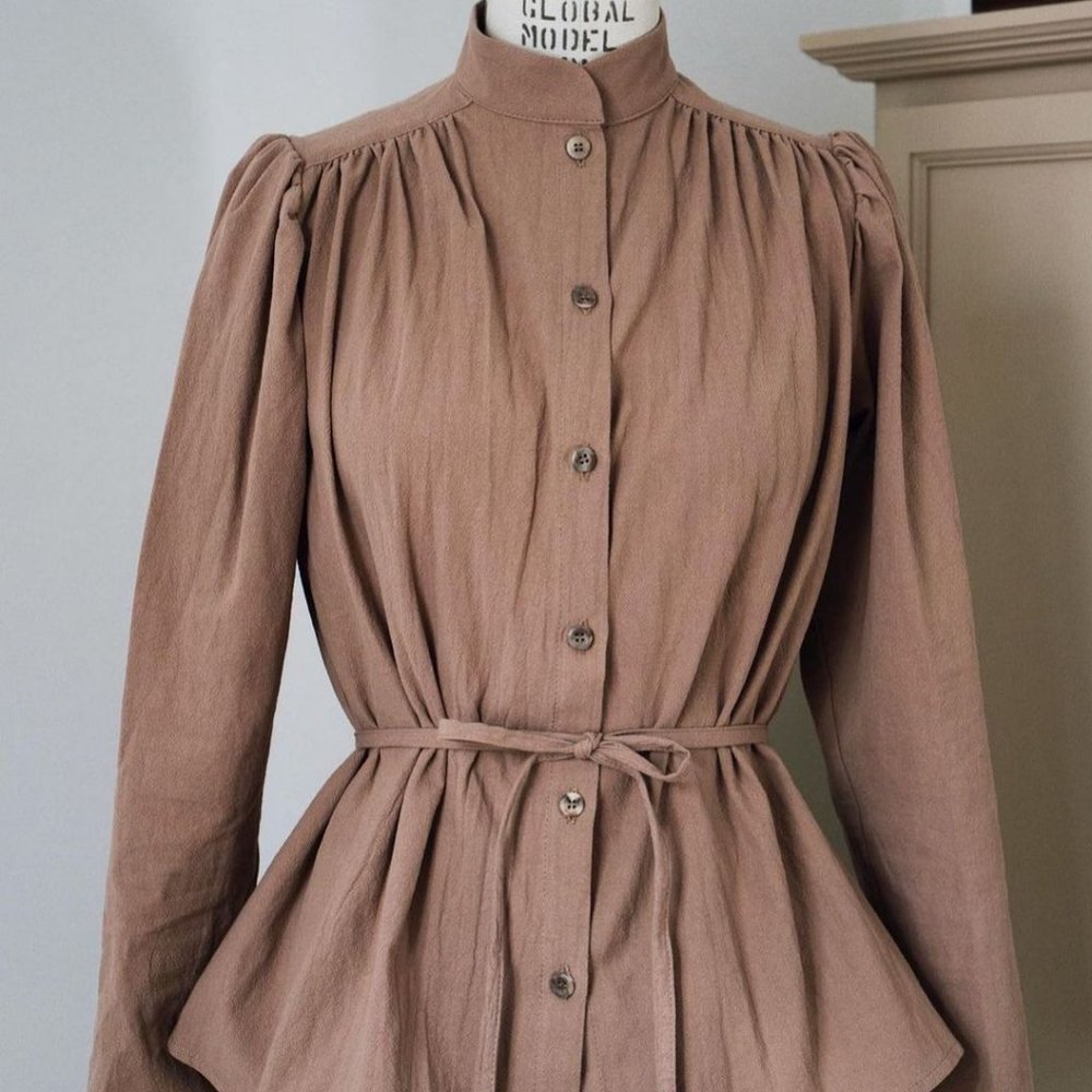 Ovate Thomasin Blouse in Hazel, Sz M, MISSING TIE